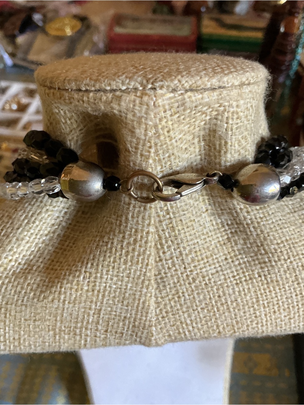 Black and Clear Vintage Crystal Necklace - Picture 3 of 3